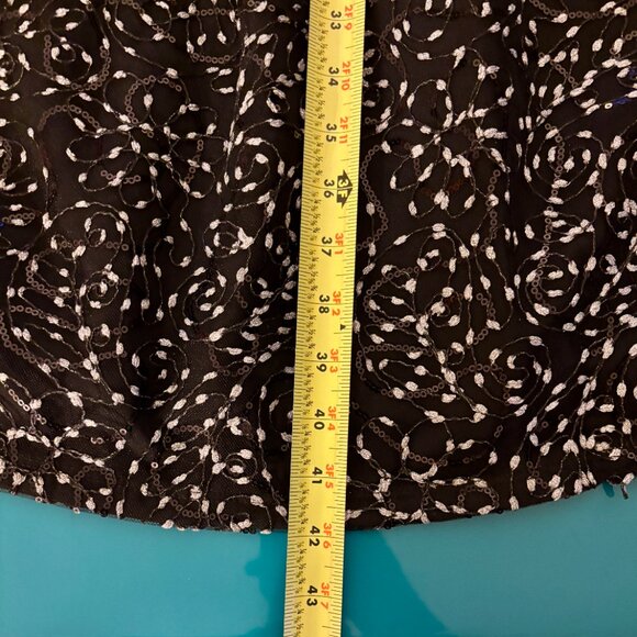 JS Collections Black Mesh Embroidered Sequin Cocktail Dress - Size 8 - Picture 8 of 16